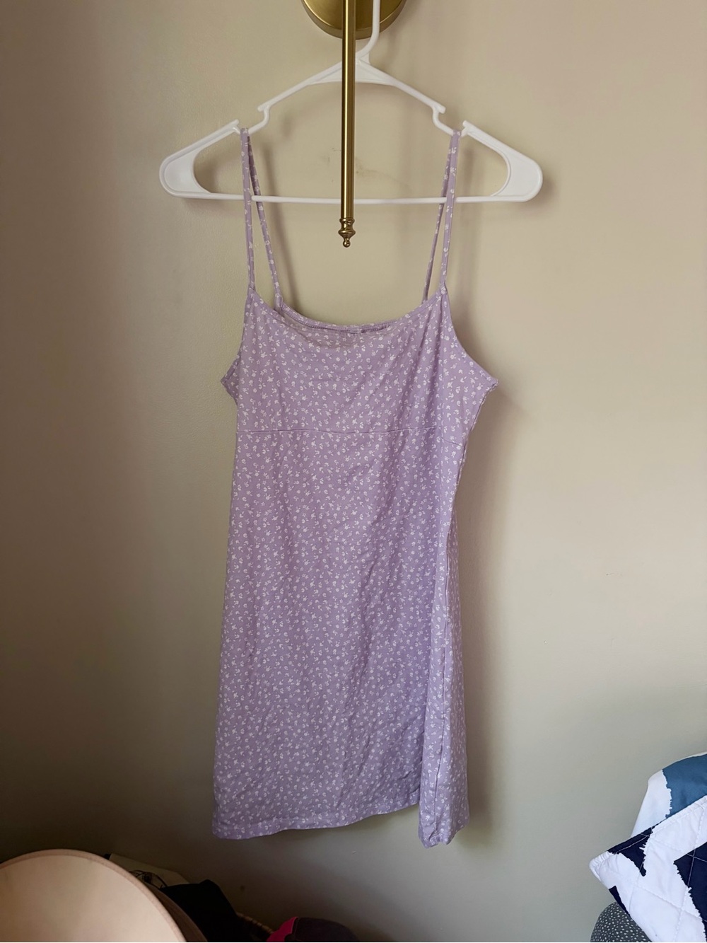 Divided H&M Lavender Purple White Floral Slip Stretch Short Summer Sun Dress S